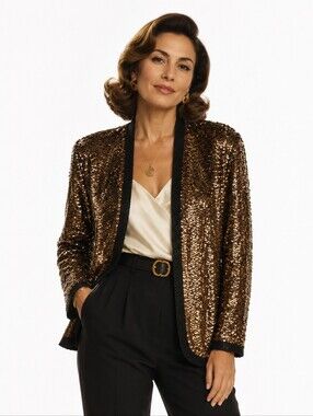 Vintage Medium Sequin Open-Front Jackp